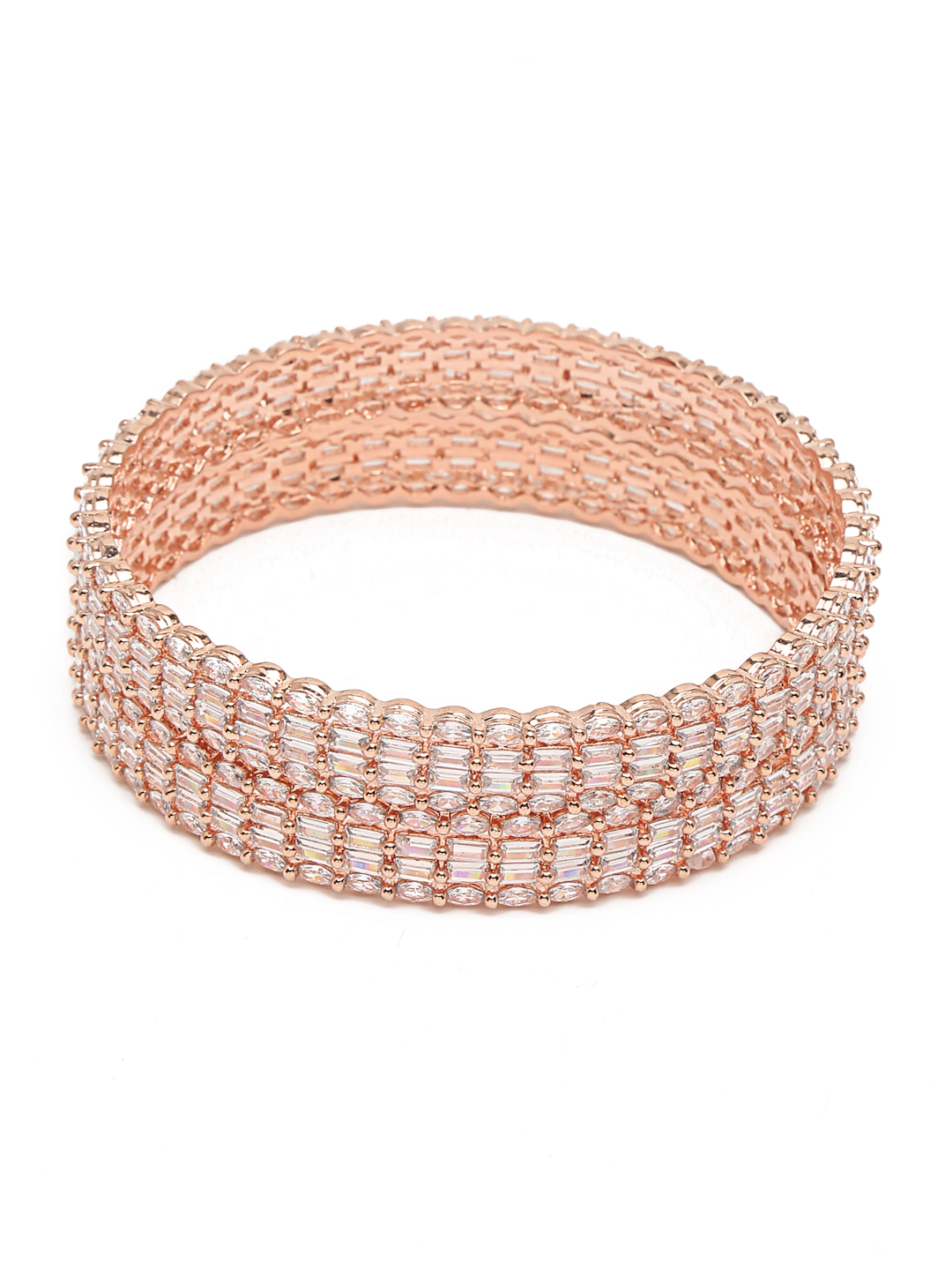 YouBella Jewellery Stylish Rose Gold Plated American Diamond Studded Bangles for Girls and Women